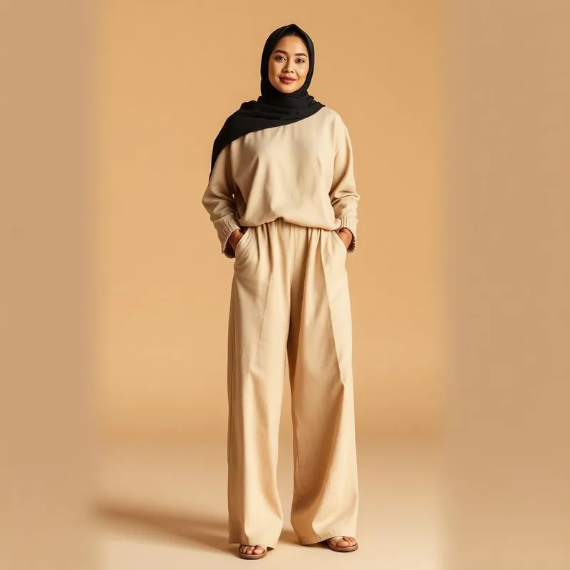 Aab Two-Piece Linen Co-Ord in sand and black — Women co-ord sets on Emaanly