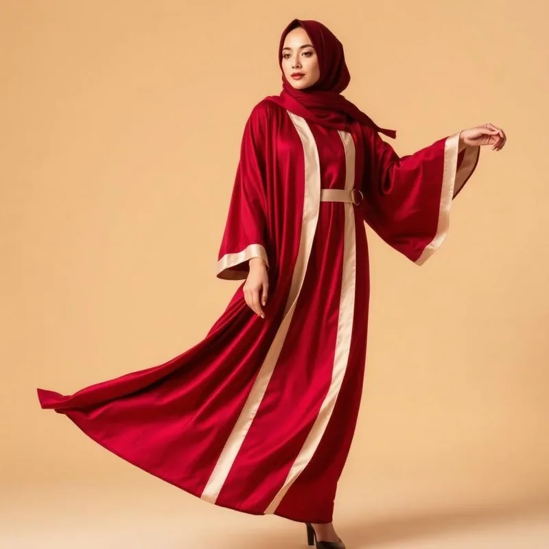 Kayseria Silk Kimono Duster in ruby and ivory — Women kimonos on Emaanly
